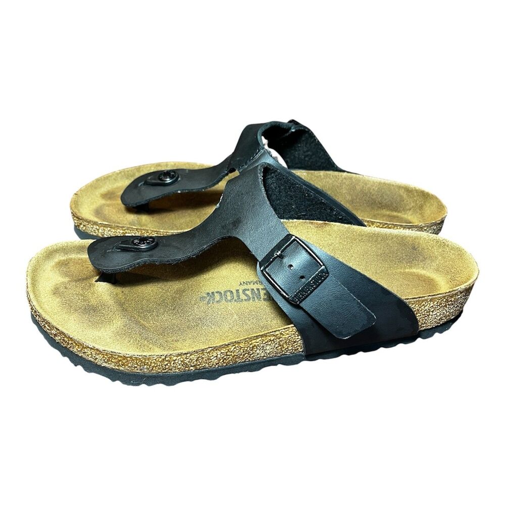 Birkenstock Gizeh Women's 41 Black Gizeh Leather footbed Thong style Summer